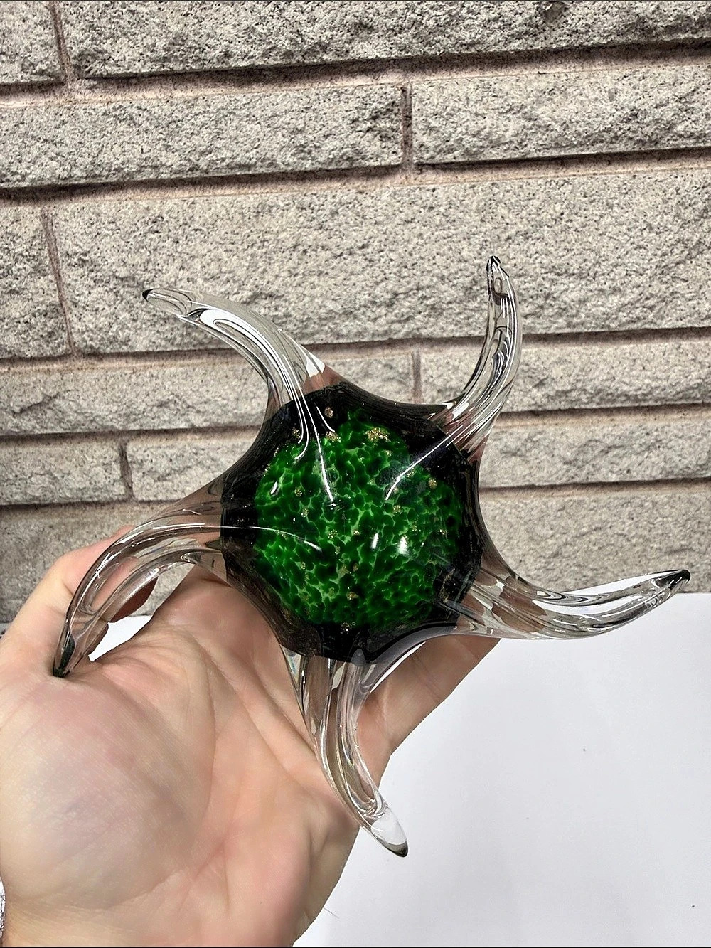Hand-blown art glass starfish / sea star paperweight, 6.5